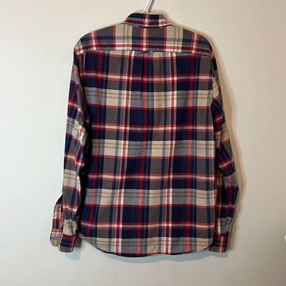 J.Crew Men’s Long Sleeve Oxford Button Down Shirt Size Large Blue Red Tan - Picture 5 of 8